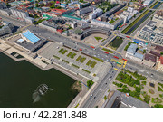 Вид с высоты на Государственный театр имени Камала в Казани (аэросъемка 2022 года) Редакционное фото, фотограф Владислав Самошкин / Фотобанк Лори