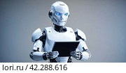 Робот с планшетом. Технологии ближайшего времени. A robot with a tablet. Technologies of the near future. Стоковое AI-изображение, AI-художник Гер Олег / Фотобанк Лори