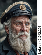 Portrait of an elderly sea ship captain. Generative AI. Стоковое AI-изображение, AI-художник Андрей Аркуша / Фотобанк Лори