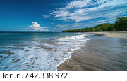 Azure beach landscape, sea beauty, Images for Booklets, advertising of Travel agencies. Стоковое AI-изображение, AI-художник Ирина Ручушкина / Фотобанк Лори