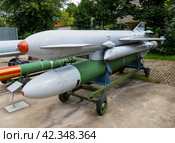 Универсальный ракетный комплекс УРК-5 "Раструб-Б", уличная экспозиция музея истории крылатых ракет, город Дубна Московской области (2023 год). Редакционное фото, фотограф Вячеслав Палес / Фотобанк Лори