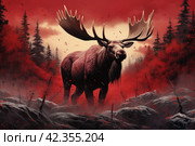 Imposing Moose head majestic. Generate Ai. Стоковое AI-изображение, AI-художник Иван Рябоконь / Фотобанк Лори