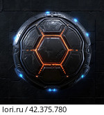 Футбольный логотип FIFA в стиле хай-тек. Футуристический футбольный логотип с технологическими элементами и динамичным дизайном. Стоковая иллюстрация, иллюстратор Карпенко Алексей / Фотобанк Лори