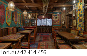 Restaurant, cafe in Russian style,    Generative AI. Стоковое AI-изображение, AI-художник Анна Кривицкая / Фотобанк Лори