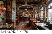 Restaurant, cafe in Russian style,    Generative AI. Стоковое AI-изображение, AI-художник Анна Кривицкая / Фотобанк Лори