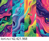 Vibrant Abstract Liquid Waves. Стоковое AI-изображение, AI-художник Кирилл Черезов / Фотобанк Лори