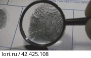 Dactyloscopic expertise of fingerprints. Macro shot. Стоковое видео, видеограф EStarodubov / Фотобанк Лори