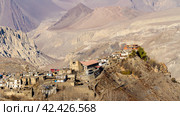 Asian mountain village Jharkot in autumn in Lower Mustang, Nepal, Himalaya, Annapurna Conservation Area (2015 год). Стоковое фото, фотограф VittoriaChe / Фотобанк Лори