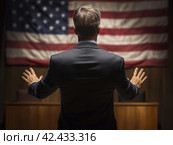 Politician Addressing the Nation. Стоковое AI-изображение, AI-художник Кирилл Черезов / Фотобанк Лори