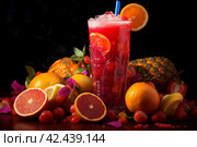 Tangy Fruit frizzle juice. Generate Ai. Стоковое AI-изображение, AI-художник Иван Рябоконь / Фотобанк Лори