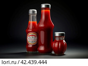 Sealed Glass bottle ketchup. Generate Ai. Стоковое AI-изображение, AI-художник Иван Рябоконь / Фотобанк Лори