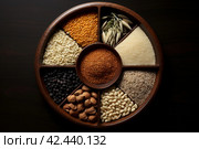 Nutritious Grains plate. Generate Ai. Стоковое AI-изображение, AI-художник Иван Рябоконь / Фотобанк Лори