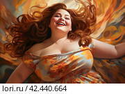 Curvaceous Happy overweight woman. Generate Ai. Стоковое AI-изображение, AI-художник Иван Рябоконь / Фотобанк Лори