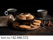 Coffee savoiardi biscuit cookies. Generate Ai. Стоковое AI-изображение, AI-художник Иван Рябоконь / Фотобанк Лори