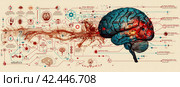 The Synaptic Code of the Brain: An Engineering Sketch with Technological Designations of the Structure. Стоковое AI-изображение, AI-художник Юрий Поздников / Фотобанк Лори