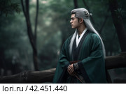 Chinese swordsman forest. Generate Ai. Стоковое AI-изображение, AI-художник Иван Рябоконь / Фотобанк Лори
