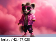 Fashion pink raccoon. Generate Ai. Стоковое AI-изображение, AI-художник Иван Рябоконь / Фотобанк Лори