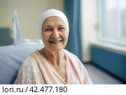 Cancer ill elderly woman hospital. Generate Ai. Стоковое AI-изображение, AI-художник Иван Рябоконь / Фотобанк Лори