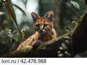 Tropical wild cat. Generate Ai. Стоковое AI-изображение, AI-художник Иван Рябоконь / Фотобанк Лори