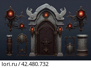 Vampire gate game asset stones. Generate Ai. Стоковое AI-изображение, AI-художник Иван Рябоконь / Фотобанк Лори