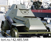 Средний бронеавтомобиль БА-64 В, опытная железнодорожная модификация БА-64. Был разработан летом 1942 года на Выксунском заводе. Выпущено 4 шт. Музей военной техники. Верхняя Пышма, Россия (2016 год). Редакционное фото, фотограф Сергей Елизарьев / Фотобанк Лори