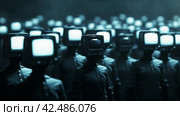 Uniformity of Screen-Headed Figures. Стоковое AI-изображение, AI-художник Кирилл Черезов / Фотобанк Лори
