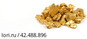 Pile of gold ore nuggets banner. Generate ai. Стоковое AI-изображение, AI-художник Иван Рябоконь / Фотобанк Лори