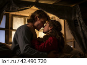 Young couple in bedroom kissed story hug. Generate Ai. Стоковое AI-изображение, AI-художник Иван Рябоконь / Фотобанк Лори