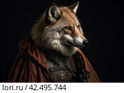Anthropomorphic fox wearing noble orange robe . Generate ai. Стоковое AI-изображение, AI-художник Иван Рябоконь / Фотобанк Лори