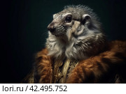 Anthropomorphic marmot wearing noble cloak. Generate ai. Стоковое AI-изображение, AI-художник Иван Рябоконь / Фотобанк Лори