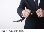 Dispute concept businessman pulling rope. Generate Ai. Стоковое AI-изображение, AI-художник Иван Рябоконь / Фотобанк Лори