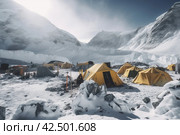 Mount everest base camp. Generate Ai. Стоковое AI-изображение, AI-художник Иван Рябоконь / Фотобанк Лори