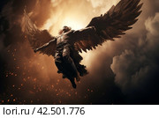 Lucifer falling from heaven light sky. Generate Ai. Стоковое AI-изображение, AI-художник Иван Рябоконь / Фотобанк Лори
