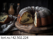Yeast bound cake poppy. Generate AI. Стоковое AI-изображение, AI-художник Иван Рябоконь / Фотобанк Лори
