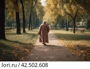 Grandmother back park. Generate AI. Стоковое AI-изображение, AI-художник Иван Рябоконь / Фотобанк Лори