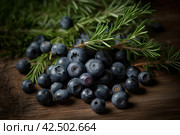 Juniper berries table. Generate Ai. Стоковое AI-изображение, AI-художник Иван Рябоконь / Фотобанк Лори