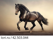 Black horse prancing. Generate AI. Стоковое AI-изображение, AI-художник Иван Рябоконь / Фотобанк Лори