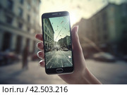 Broken phone hand. Generate Ai. Стоковое AI-изображение, AI-художник Иван Рябоконь / Фотобанк Лори