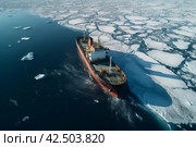 Ship breaking the sea ice. Generate ai. Стоковое AI-изображение, AI-художник Иван Рябоконь / Фотобанк Лори
