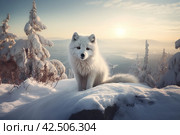 Winter baby arctic fox. Generate Ai. Стоковое AI-изображение, AI-художник Иван Рябоконь / Фотобанк Лори