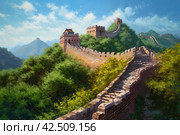 Great wall China. Generate ai. Стоковое AI-изображение, AI-художник Иван Рябоконь / Фотобанк Лори