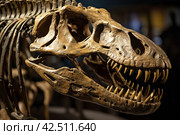 Dinosaur skeleton head fossil remains. Generate ai. Стоковое AI-изображение, AI-художник Иван Рябоконь / Фотобанк Лори
