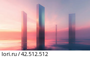Serene Monoliths at Dawn. Стоковое AI-изображение, AI-художник Кирилл Черезов / Фотобанк Лори