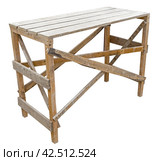 Строительный деревянный подмосток на белом фоне. Construction ladder on white background. Стоковое фото, фотограф Татьяна Д / Фотобанк Лори