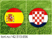 Spain vs Croatia football match. Стоковая иллюстрация, иллюстратор Jan Jack Russo Media / Фотобанк Лори