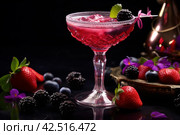 Intoxicating Berry cocktail drink. Generate Ai. Стоковое AI-изображение, AI-художник Иван Рябоконь / Фотобанк Лори