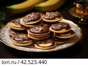 Indulgent Banana choco pies sweet. Generate Ai. Стоковое AI-изображение, AI-художник Иван Рябоконь / Фотобанк Лори