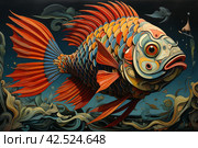 Terrifying Underwater sea monster fish. Generate Ai. Стоковое AI-изображение, AI-художник Иван Рябоконь / Фотобанк Лори