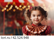 Imaginative Circus tent arena performer child girl. Generate Ai. Стоковое AI-изображение, AI-художник Иван Рябоконь / Фотобанк Лори