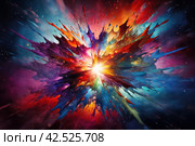 Transient Space colorful explosion. Powder color smoke. Стоковое AI-изображение, AI-художник Иван Рябоконь / Фотобанк Лори